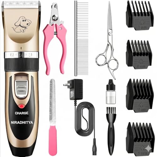 Dog Cat Hair Cutting Trimmer Machine For Heavy duty Rechargeable Quiet Cordless Dogs Ca…