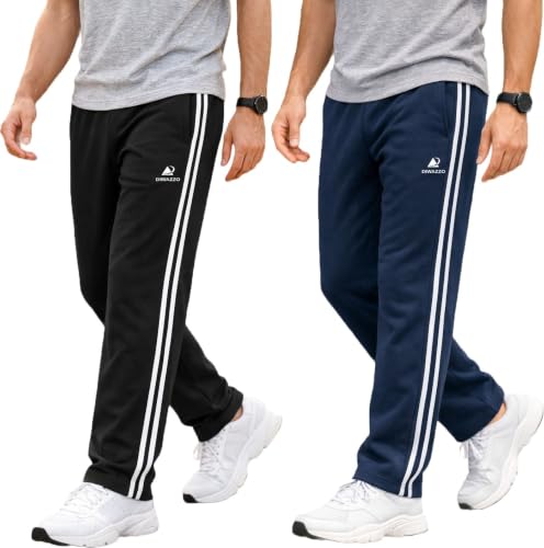 Diwazzo Men's Cotton Striped Track Pants Pack of 2, Regular Fit