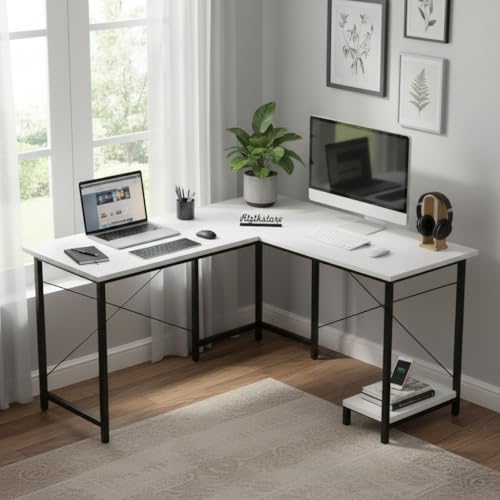 RIZIK L-Shaped Computer Desk | 50-Inch Corner Gaming & Study Table
