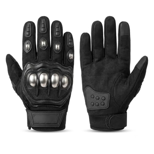 Auto Hub Full Finger Bike Riding Gloves with Alloy Steel Knuckle Protection