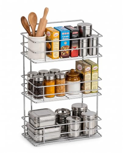 GM90 COLLECTION 3 Tier Kitchen Wall Mounted Rack, Stainless Steel Wall Organizer for Sp…