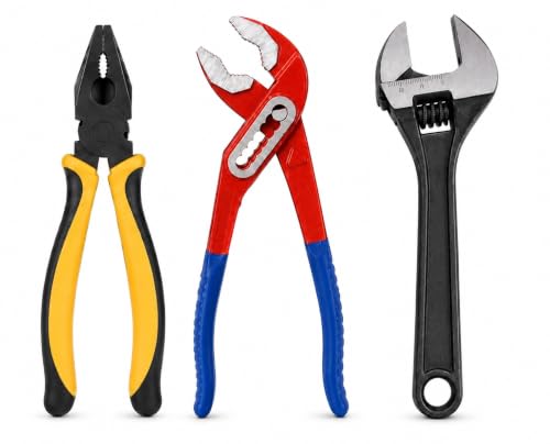 UrbanLuxe 3-Piece Hand Tool Combo Set | Combination Plier, Water Pump Plier & Adjustabl…