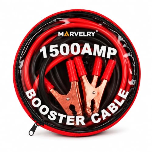 MARVELRY 1500 AMP Heavy Duty Car Battery Booster Cable | Copper Jumper Cables with Alli…