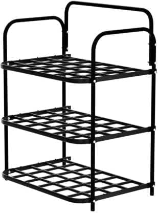 AUNO Shoes Rack Durable Plastic & Metal Shoe Rack - 3-Tier Stackable Organizer for Home…