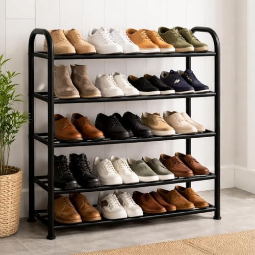 Easyhouse Metal Shoe Rack for Home - Adjustable & Stackable Waterproof Open 5-Tier Shoe…
