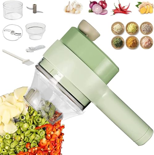 4-in-1 Electric Vegetable Cutter, Multi-Function Food Processor with Chopper, Slicer, S…