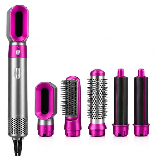 5-in-1 Hair Styler Hot Air Brush with Straightener, Curler, Dryer