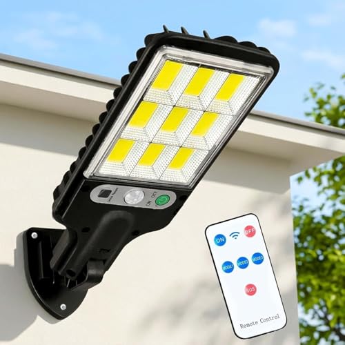 180W Solar Street Light with Remote Control, 108 COB LED Solar Outdoor Light with PIR M…