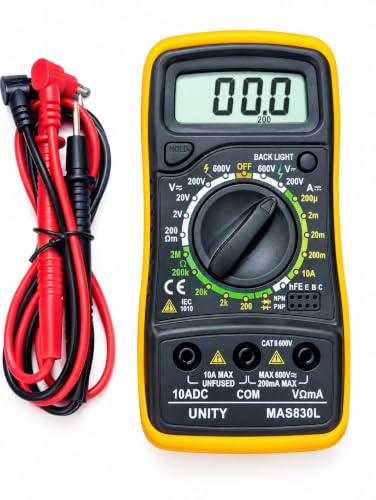 UNITY MAS830L Digital Multimeter with Test Leads, CAT II 600V
