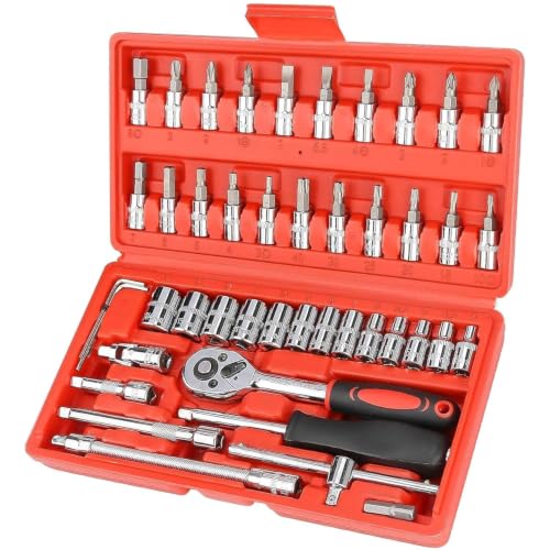 Anetly 46 in 1 Tool Kit with Screwdriver & Socket Set, Multi Purpose Combination Hand T…