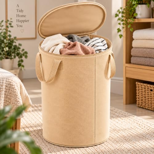 MBW 75L Laundry Basket for Clothes with Lid, Foldable Laundry Bag, Large Cloth Storage…