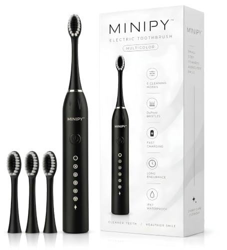 MINIPY Electric Toothbrush for Adults with 4 DuPont Brush Heads, IPX7 Waterproof Rechar…