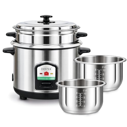 DIVYA Double Pot 1.8 L 700W Stainless Steel Electric Rice Cooker