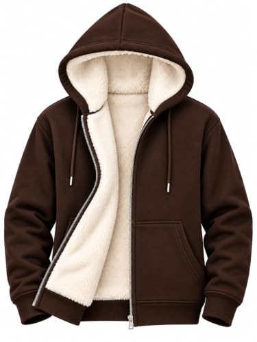 BLACKSTEP Men's Sherpa-Lined Full-Zip Fleece Hoodie Sweatshirt (in, Alpha, 2XL, Regular…