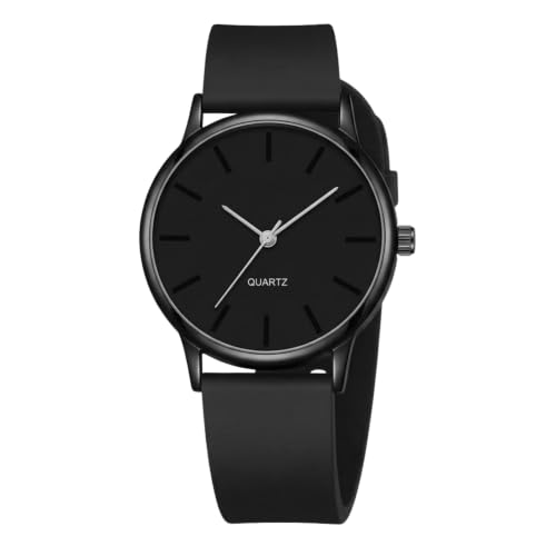 VIRAKTI Silicone Strap Analog Watch for Men with Round Dial Stylish Black