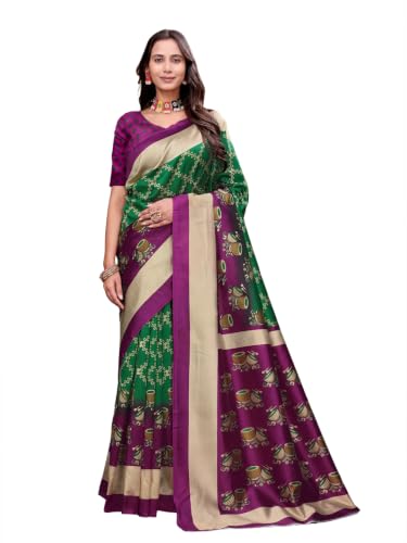Kanooda Prints Printed Art Silk Saree for Women with Blouse Piece | DailyWear, Festivew…