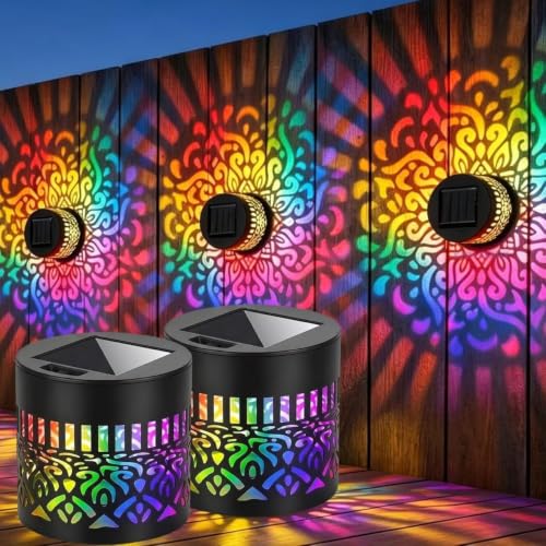 COFIEX Solar Mandala Lights Outdoor Wall, 7 Color Changing Projector Light, Waterproof…