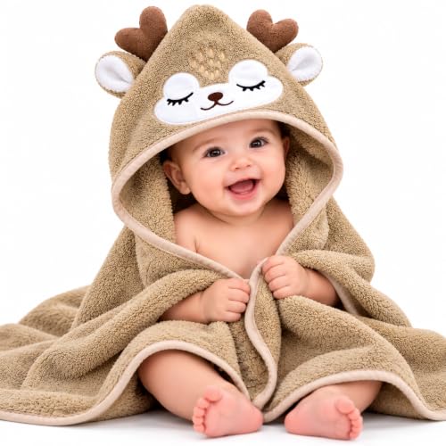 Truessentials Baby Bath Towel for Newborn, Infants & Toddlers | Microfiber Baby Hooded…