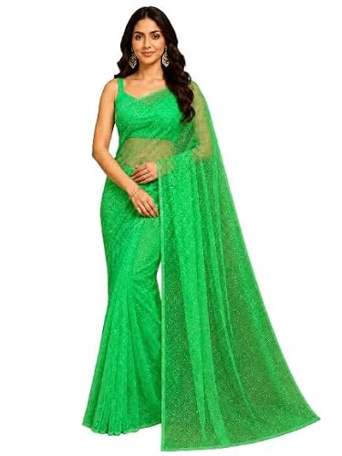 Kanooda Prints Women's Trendy Net Saree with Blouse Material I Available in 15 Colours