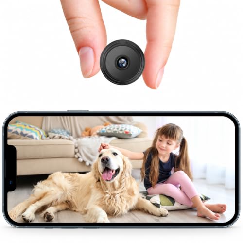 Mini WiFi Security Camera 1080P, Magnetic Mount, Motion Alerts(Black) | Night vision, a…
