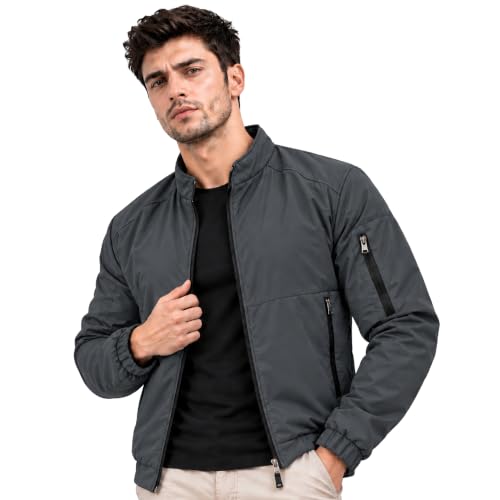 NINQ Men’s Winter Jacket – Stylish Windproof Bomber Jacket with Collar, Full Sleeves, M…